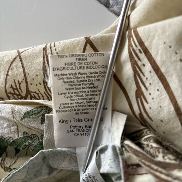 POTTERY BARN King Duvet Cover AMARYLLIS WINTER BIRDS PRINT Organic Cotton Button - Picture 6 of 12